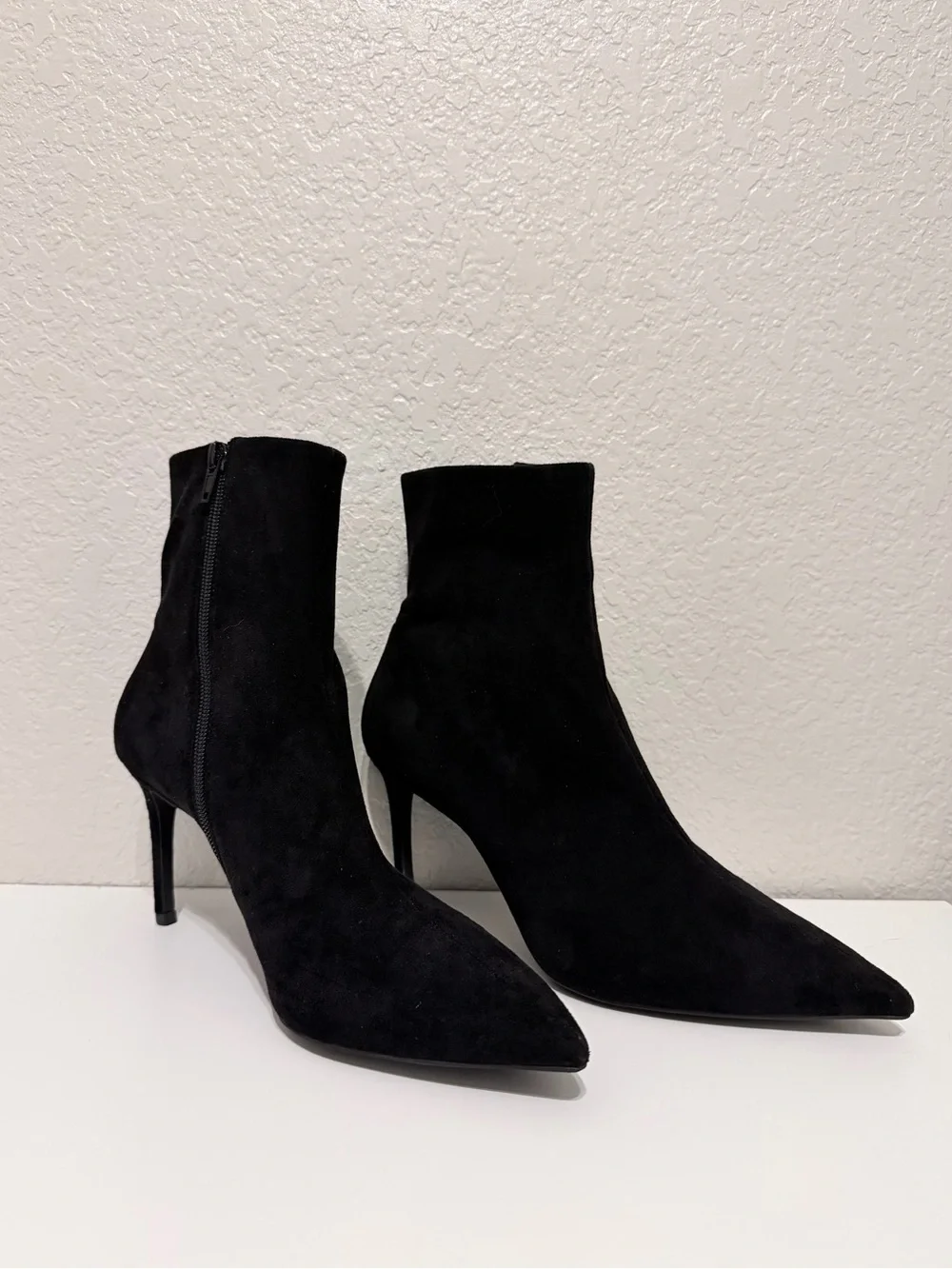 Jeffrey Campbell Black Suede Pointed Toe Stiletto Booties | Size 10